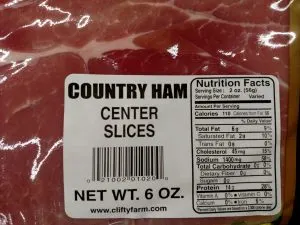 Clifty Farm Country Meats Country Ham Center Slice label
