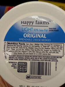Happy Farms Spreadable Cheese Wedges original label