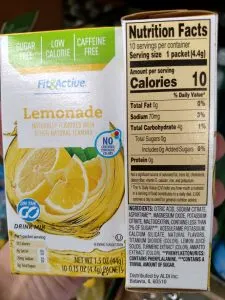 Fit & Active Single Serve Drink Mixes lemonade label