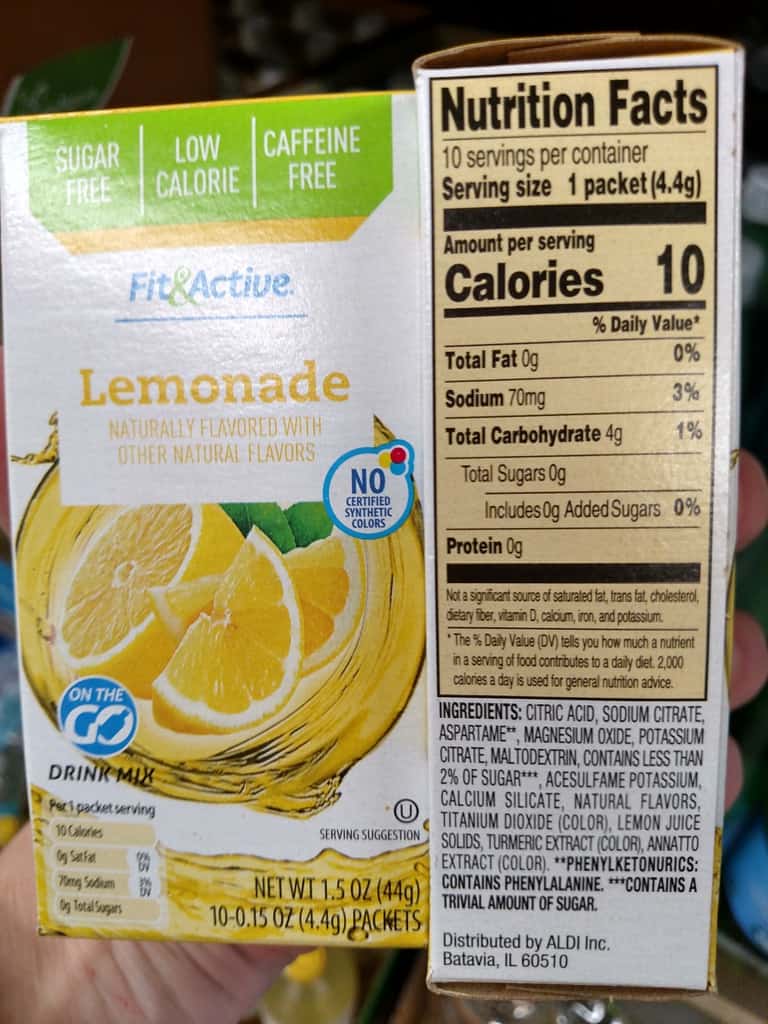 Fit & Active Single Serve Drink Mixes lemonade label