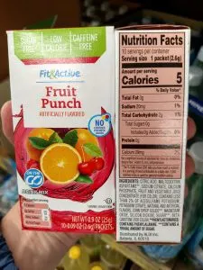Fit & Active Single Serve Drink Mixes fruit punch label
