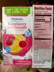 Fit & Active Single Serve Drink Mixes raspberry lemonade label