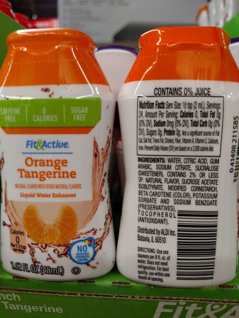 Fit & Active Liquid Water Enhancers orange tangerine label