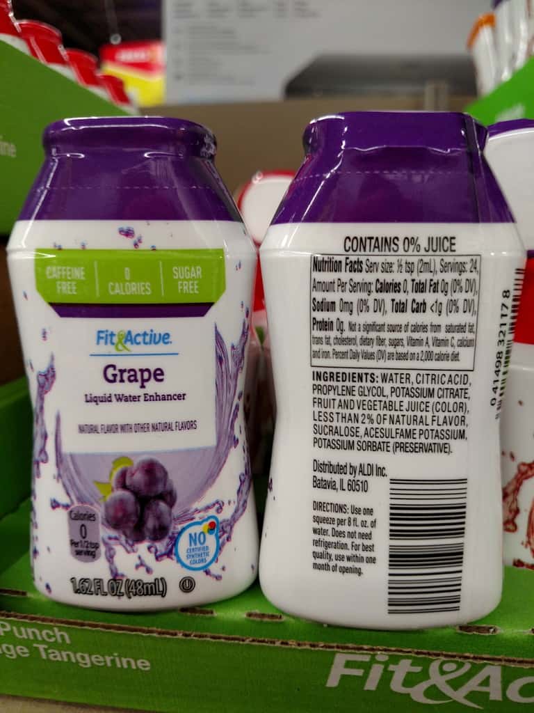 Fit & Active Liquid Water Enhancers grape label