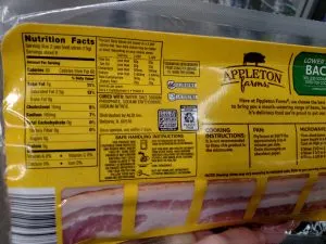 Appleton Farms Lower Sodium Bacon label