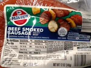 Parkview Beef Smoked Sausage label