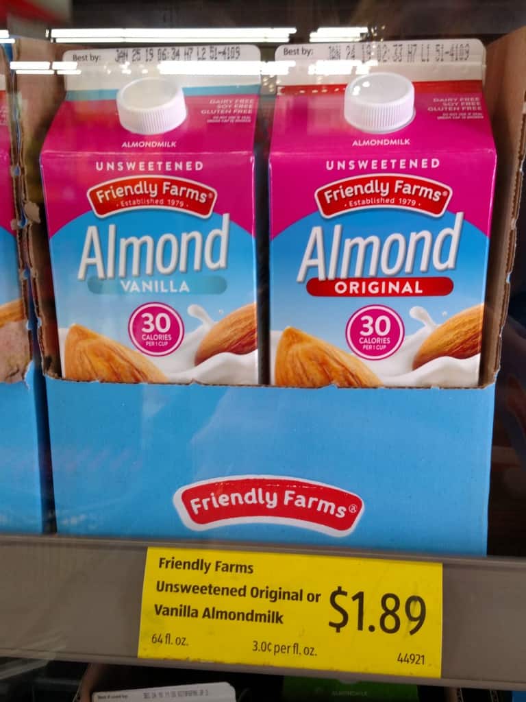 Friendly Farms Unsweetened Original or Vanilla Almond Milk 