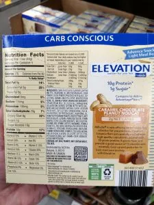 Elevation Carb Conscious Bars caramel chocolate peanut label