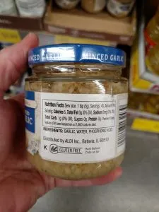 Stonemill Minced Garlic in Water label