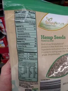 Simply Nature Hemp Seeds label