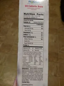 Fit & Active 14 Calorie Bars label