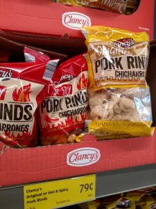 Clancy’s Original Pork Rinds or Hot & Spicy 