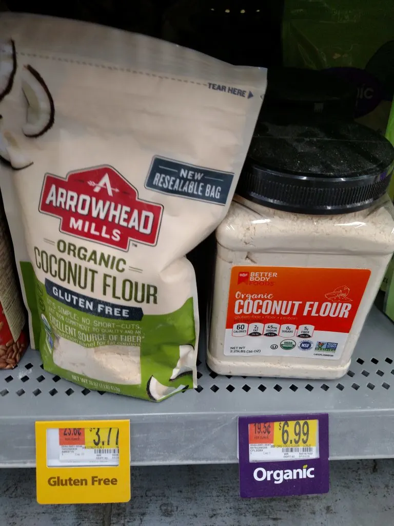 coconut flour on store shelf