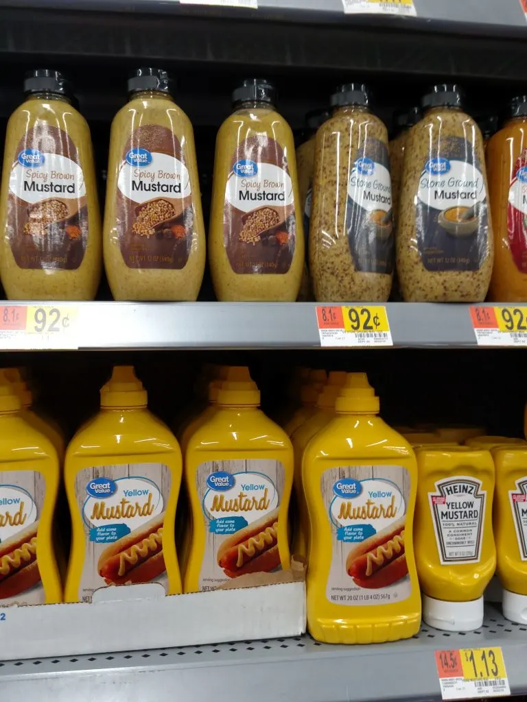 mustard shelf in store