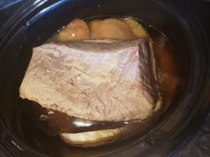 cooked corned beef and cabbage in crock pot