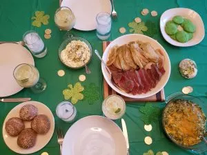 St. Paddy's day dinner plate on decorated table