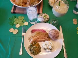 St. Paddy's day dinner plate on decorated table