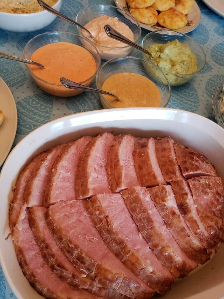 Simple Keto Ham with Fancy Dipping Sauces