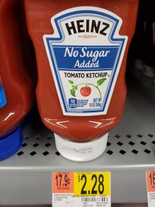 front of Heinz ketchup bottle