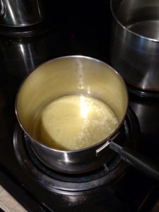 butter melted in saucepan
