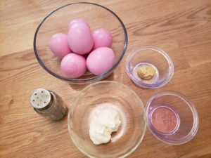 ingredients for Deviled Red Beet Eggs