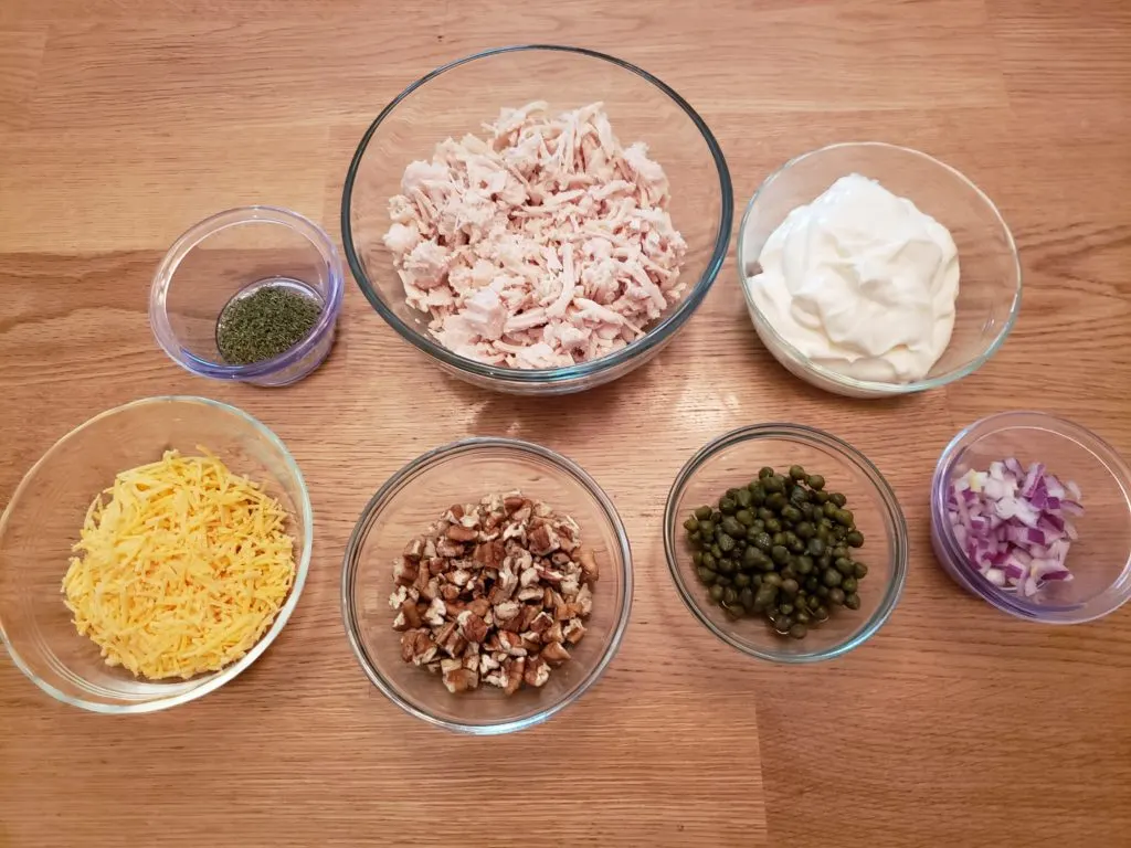 ingredients for Deluxe Keto Chicken Salad