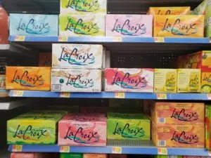 LaCroix cases on shelf in store