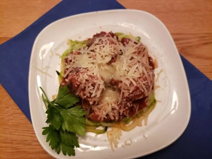 Keto Zoodles with Meatballs and Marinara Sauce