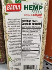 Hulled Hemp Seeds label