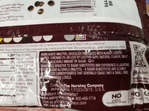Hershey’s Kitchen Sugar Free Chocolate Chips label