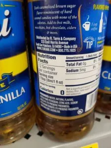 Torani Syrups label