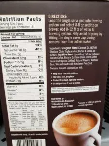 Rapid Fire Ketogenic Coffee Pods label