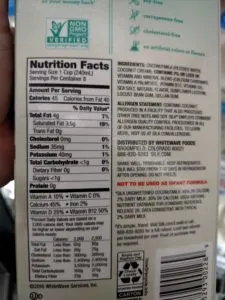 Silk Unsweetened Coconut Milk label