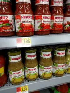 Herdez Salsa Casera or Verde on store shelf