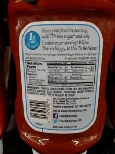 Heinz Reduced Sugar Ketchup label