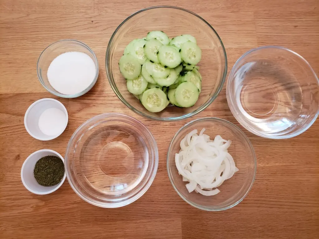 Ingredients for Cucumber Onion Salad