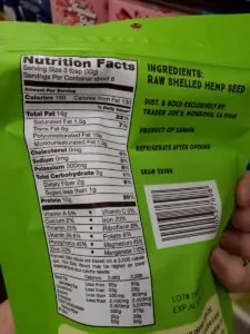 Raw Shelled Hemp Seed label