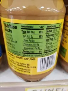 Sunflower Seed Spread label