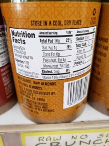 Raw Almond Butter; crunchy label