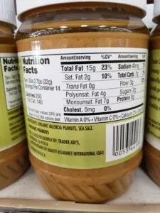 Organic Peanut Butter; salted label