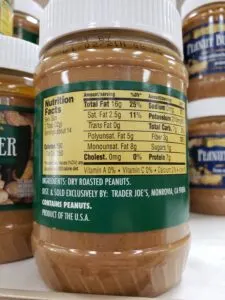 Organic Peanut Butter; unsalted label