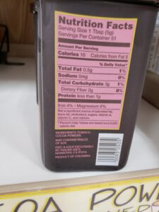 Cocoa Powder unsweetened label