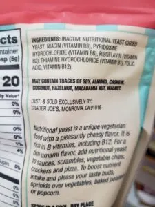 Nutritional Yeast label