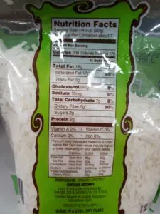 Organic Unsweetened Flake Coconut label