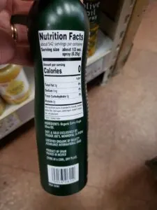 Organic Extra Virgin Spanish Olive Oil Spray label