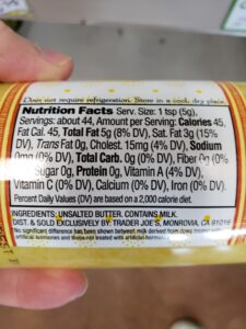 Clarified Butter (ghee) label