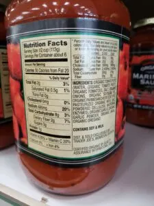 Organic Marinara Sauce label