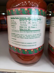 Organic Tomato Basil Marinara label
