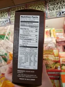 Uncooked Ground Buffalo Burgers label