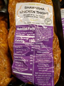 Shawarma Chicken Thighs label